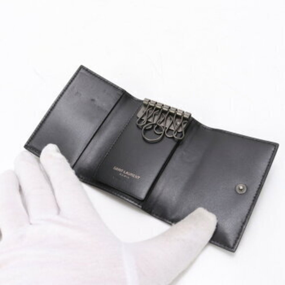 Saint Laurent black key case ring leather YSL Paris Cassandra - Picture 4 of 7